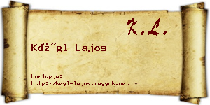 Kégl Lajos névjegykártya